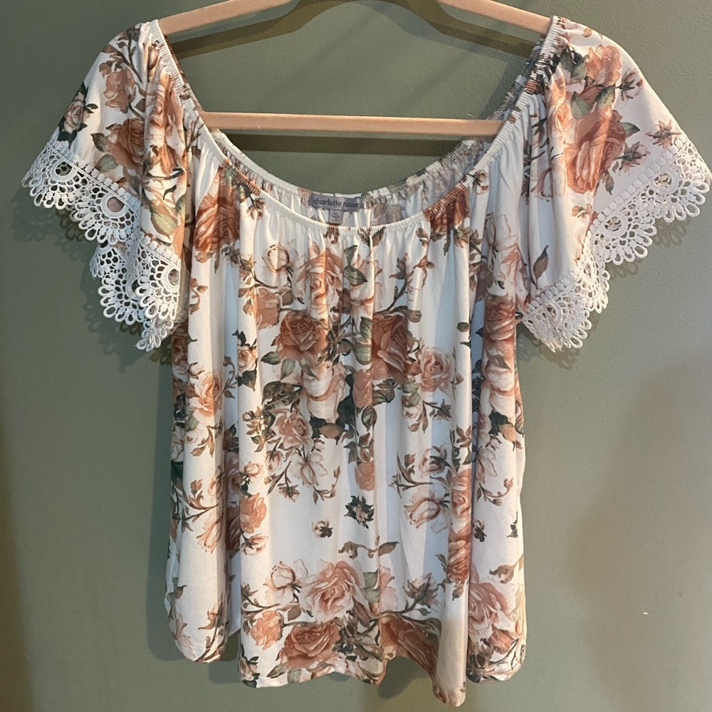 Charlotte Russe peach roses floral top